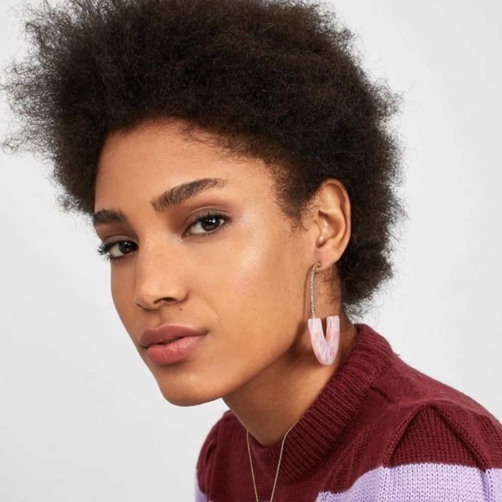 BaubleBar Pave Faidra Resin Drop Earrings - Blush